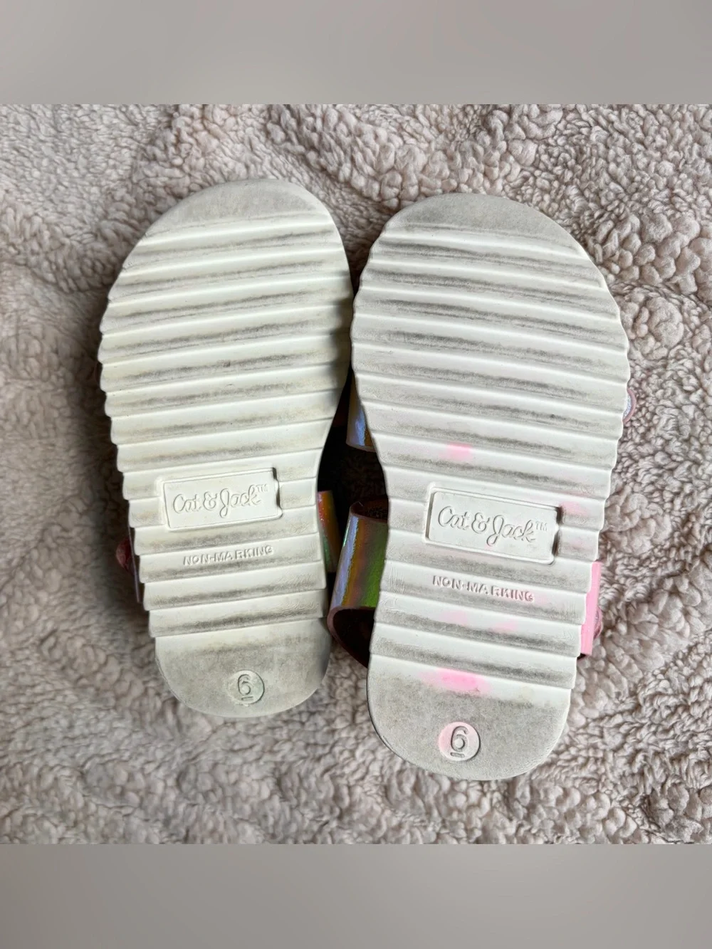 Girls Sandal Bundle - Floral Iridescent Summer Shoes With Ankle Straps, Size 5/6